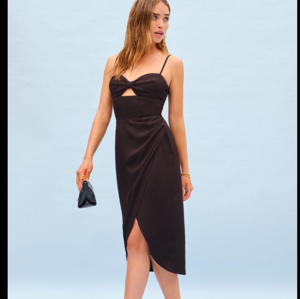 Reformation Black Midi Dress